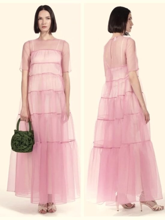 STAUD Dresses & Skirts - NWT STAUD Hyacinth short sleeve Tiered Organze Maxi Dress